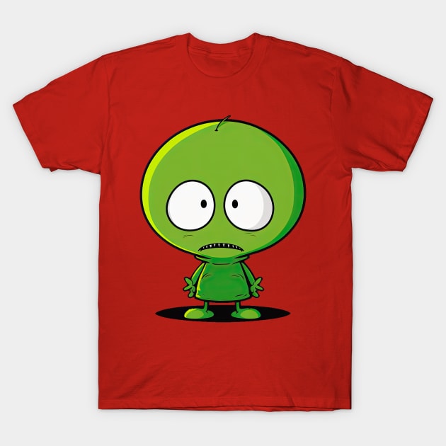 Worried Alien - Little green man T-Shirt by LuneFolk